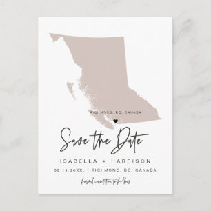 QUINN- British Columbia Map Save the Date EDITABLE Postcard