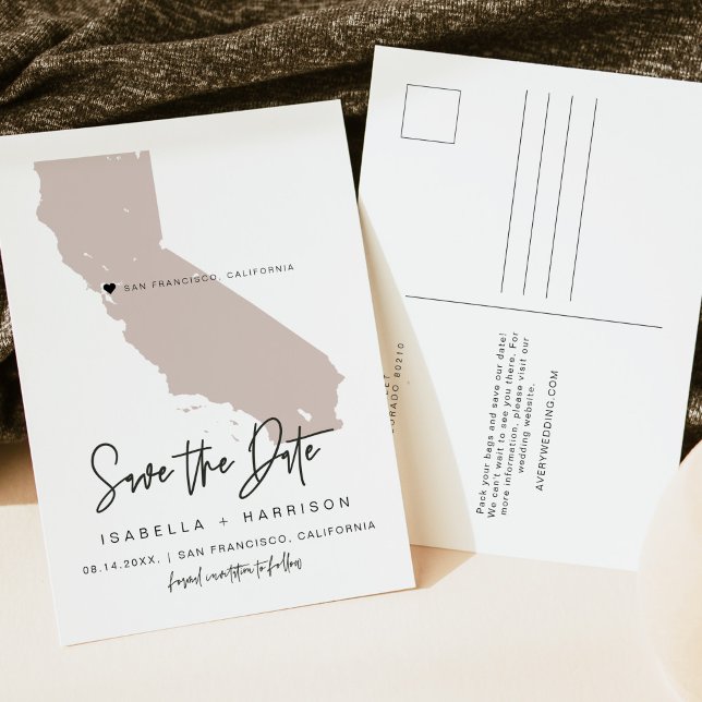 QUINN- California Map Save the Date Moveable Heart Postcard (Creator Uploaded)