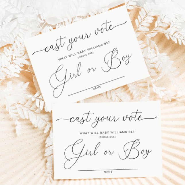 Quinn Cast Your Vote Gender Reveal Voting Gam Card (Cast Your Vote Gender Reveal Game Card Quinn)