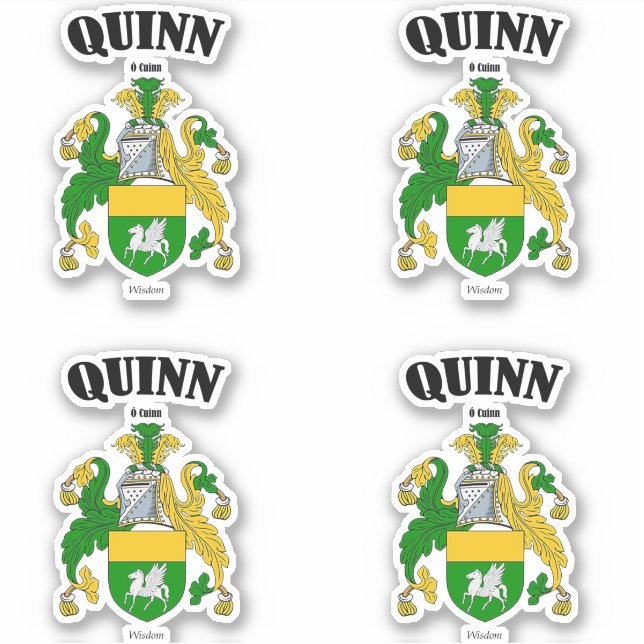 Quinn Crest Irish Translation & Meaning (x4) (Front)