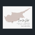 QUINN- Cyprus Map Save the Date (Moveable Heart!) Postcard<br><div class="desc">This travel themed save the date postcard features a blush Cyprus map and postcard backing. Easily change the colours and move the heart around to highlight your destination. Edit *most* wording to match your needs and easily add a special message to the backside of the invitation.</div>