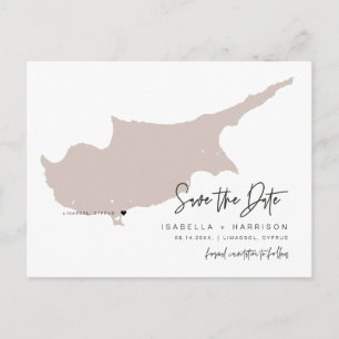 QUINN- Cyprus Map Save the Date (Moveable Heart!) Postcard