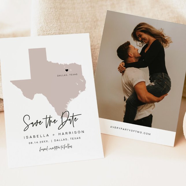QUINN Dallas Texas Blush Pink Map Save the Date Invitation (Creator Uploaded)