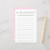 Quinn How Old Was The Bride Game Guess Card