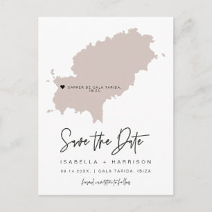 QUINN Ibiza Map Save the Date (Moveable Heart!) Postcard