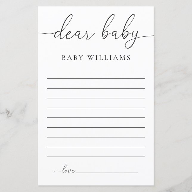 Quinn Minimal Dear Baby Game (Front)