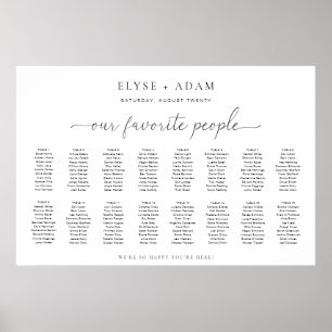 Quinn Modern Minimal 16 Table Seating Poster