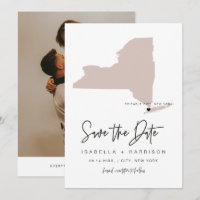 QUINN NEW YORK Blush Pink Map Photo Save the Date