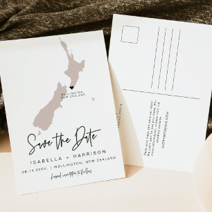 QUINN- New Zealand Map Save the Date EDITABLE Postcard