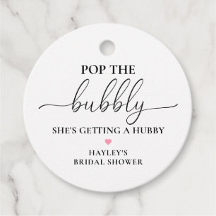 Quinn Pop the Bubbly Champagne Bridal Shower Favour Tags