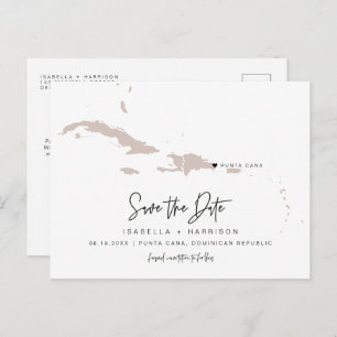QUINN Punta Cana Map Save the Date Moveable Heart! Postcard