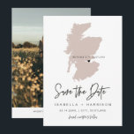 QUINN SCOTLAND Blush Pink Map Photo Save the Date Invitation<br><div class="desc">This save the date features a blush rose gold Scotland map with editable colouring and moveable heart/changeable location! Easily change the destination and edit *Most* wording to match your needs. Add your own photo to the back for a personal touch, </div>