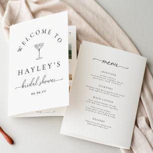 Quinn Script Bridal Shower Game and Menu Booklet Invitation