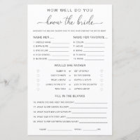 Quinn Script How Well Do You Know The Bride Game