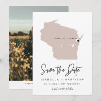 QUINN WISCONSIN Blush Pink Map Photo Save the Date