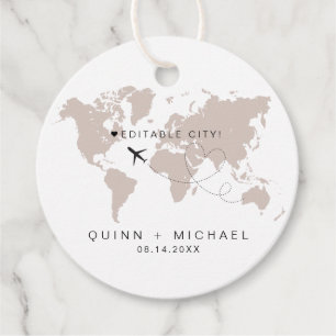 QUINN World Map Travel Destination Save the Date Favour Tags