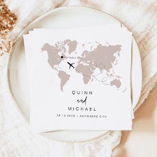 QUINN World Map Travel Destination Save the Date Napkin