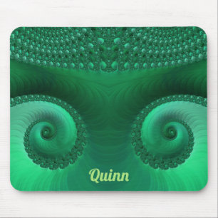 QUINN ~ Zany Shades of Green Fractal Pattern Mouse Mat