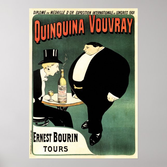 QUINQUINA VOUVRAY Liqueur Paris Vintage Liquor Ad Poster (Front)
