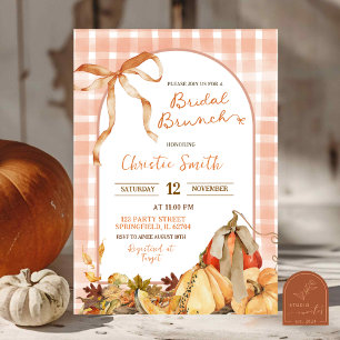 Quirk Gingham Plaid Bow Pumpkin Bridal Brunch Invitation