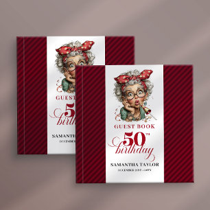 Quirky 50th birthday woman event guest book