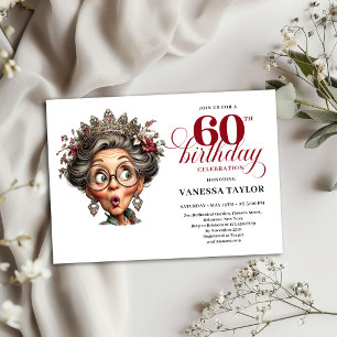 Quirky 60th Birthday Invite Funny Old Lady Theme