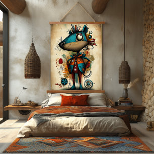 Quirky Abstract Capybara Art Hanging Tapestry