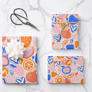 Quirky Aesthetic Colourful Fruit Food Wrapping Paper Sheet