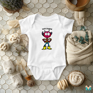 Quirky Alien Character with Bold Colours and Style Baby Bodysuit
