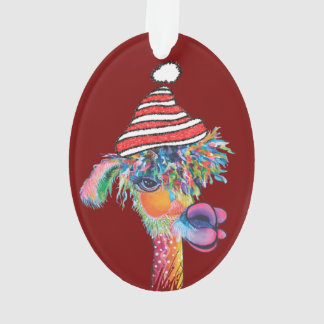 Quirky alpacas acrylic ornament 2019c