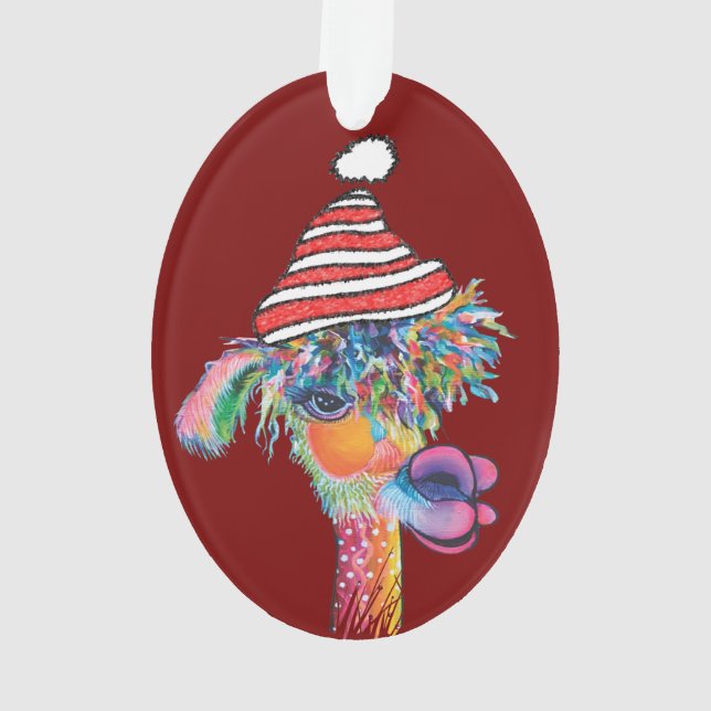 Quirky alpacas acrylic ornament 2019c (Back)