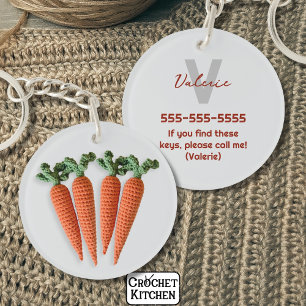 Quirky Amigurumi Minimalist Crochet Carrots Name Key Ring