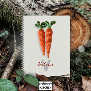 Quirky Amigurumi Minimalist Crochet Carrots Name  Notebook