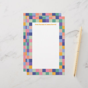 Quirky and Fun Colourful Chequerboard Grid Stationery