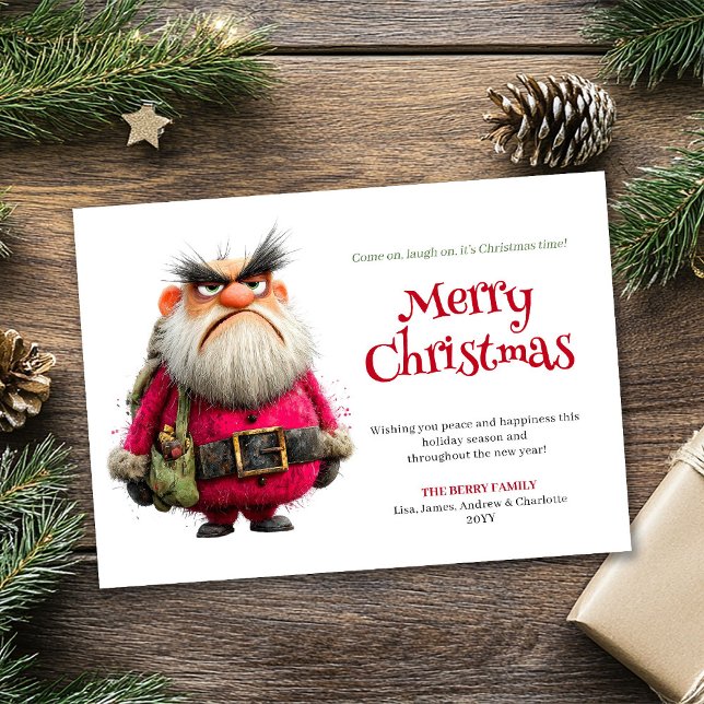 Quirky annoyed Santa editable holiday greeting car Card (Quirky annoyed Santa editable holiday greeting card)