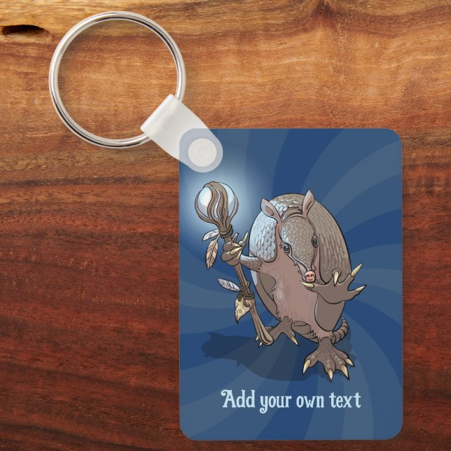 Quirky Armadillo Add Your Text Fantasy Character Key Ring (Front)