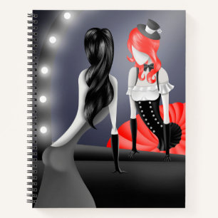 Quirky Ballerina & Dancer refection Red Notebook