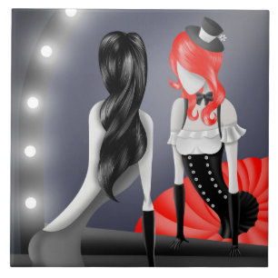 Quirky Ballerina & Dancer refection Red Tile