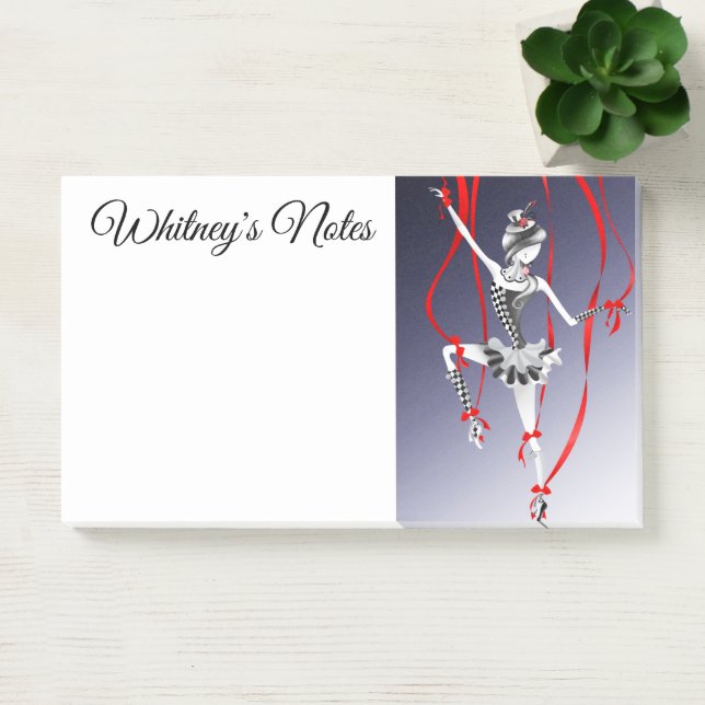 Quirky Ballerina Puppet Red Ribbons  Post-it Notes (Office)