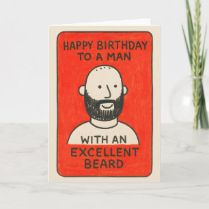 Quirky beard card to man with excellent hair
