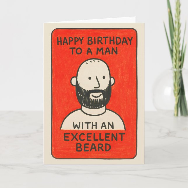 Quirky beard card to man with excellent hair (Front)