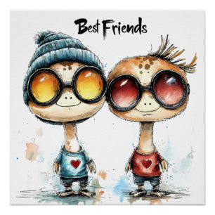 Quirky "Best Friends" Wall Art