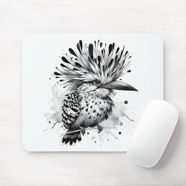 Quirky Bird Ink Sketch Mouse Mat (With Mouse)