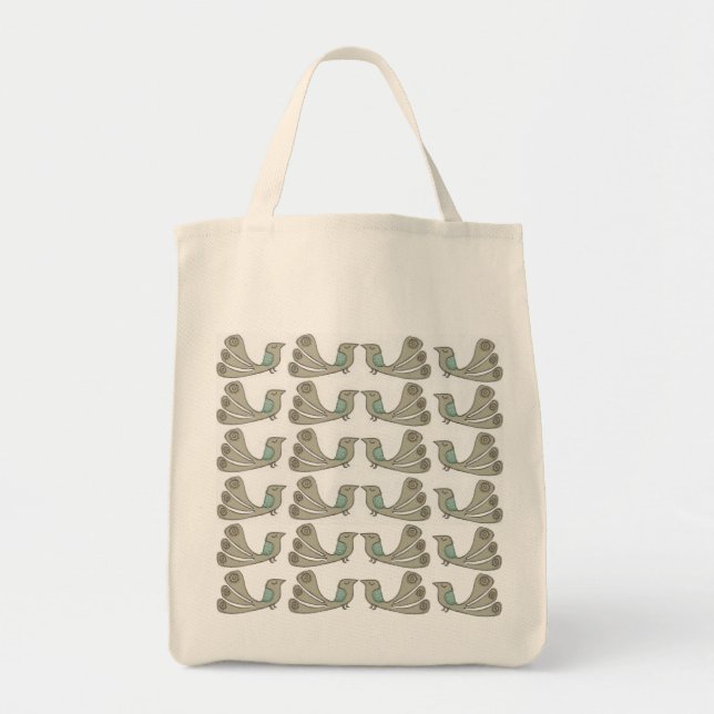 quirky bird multi grocery tote bag (Front)