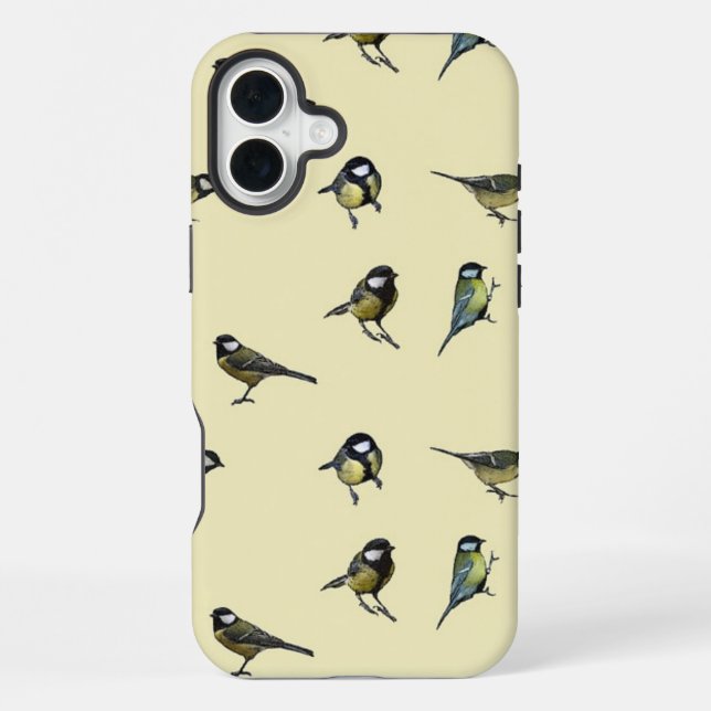 Quirky Bird Pattern Beige iPhone Case (Back)
