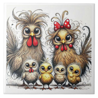 quirky birds tile