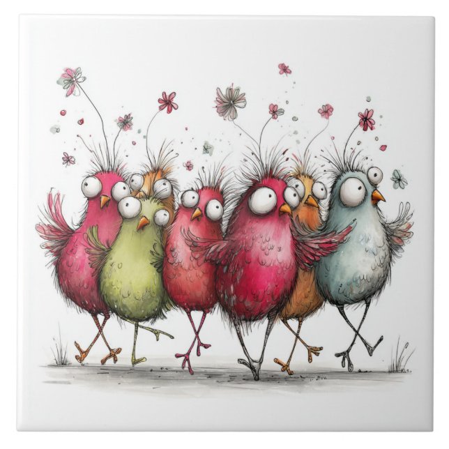 quirky birds tile (Front)