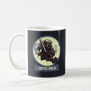 Quirky Black Cat Ninja Alternative Animal Artwork Coffee Mug