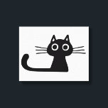 Quirky Black Kitty Cat Black and White Animal Art Canvas Print<br><div class="desc">Quirky black kitty cat with big wide eyes, long whiskers and long tail. Add some whimsy to a boring blank wall with this whimsical animal art. Fun for a kid's room or any space that can use a fun black and white art print. Visit Jenn's Doodle World for more original...</div>