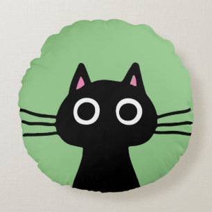 Quirky Black Kitty Cat Cool Cat Lover's Round Cushion